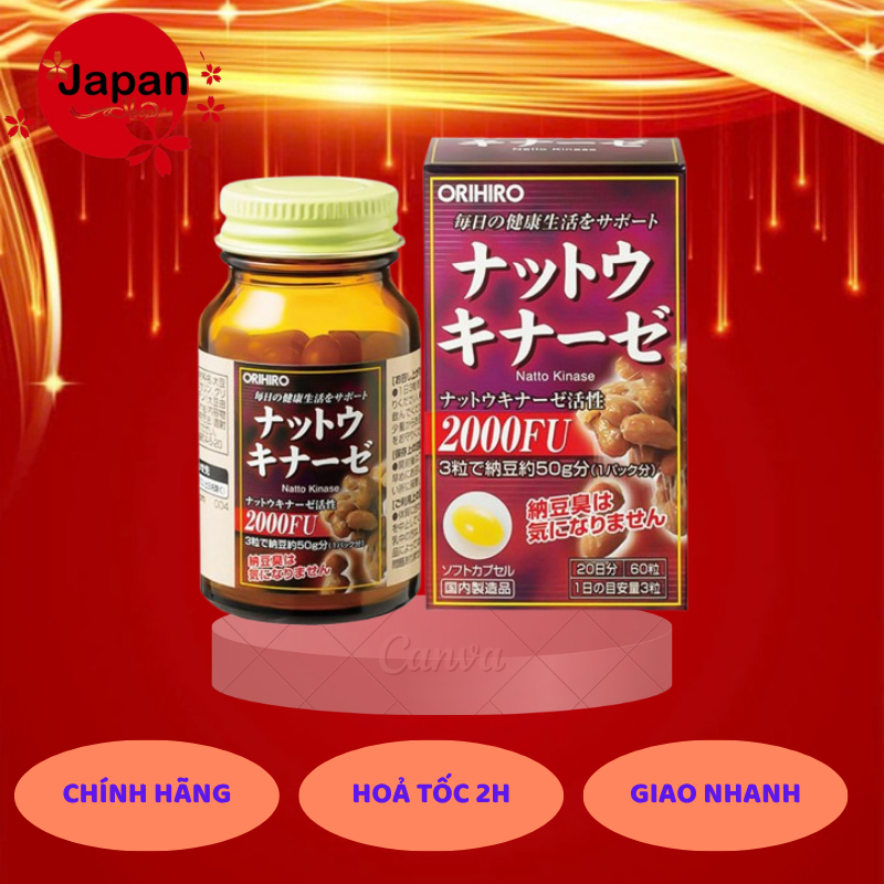Viên Uống Hỗ Trợ Đột Quỵ 2000FU ORIHIRO Nattokinase Capsule 60 Viên Nhật Bản