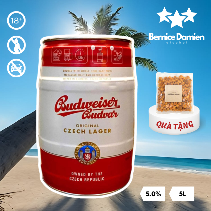 [Bom + Bắp] Bia Budweiser Budvar bình 5L bia Tiệp nồng độ 5% Original Czech Lager