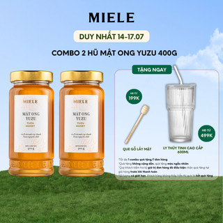 Combo 2 Hũ Mật Ong Chanh Yuzu Miele 400g-TẶNG 1 LY THỦY TINH CAO CẤP