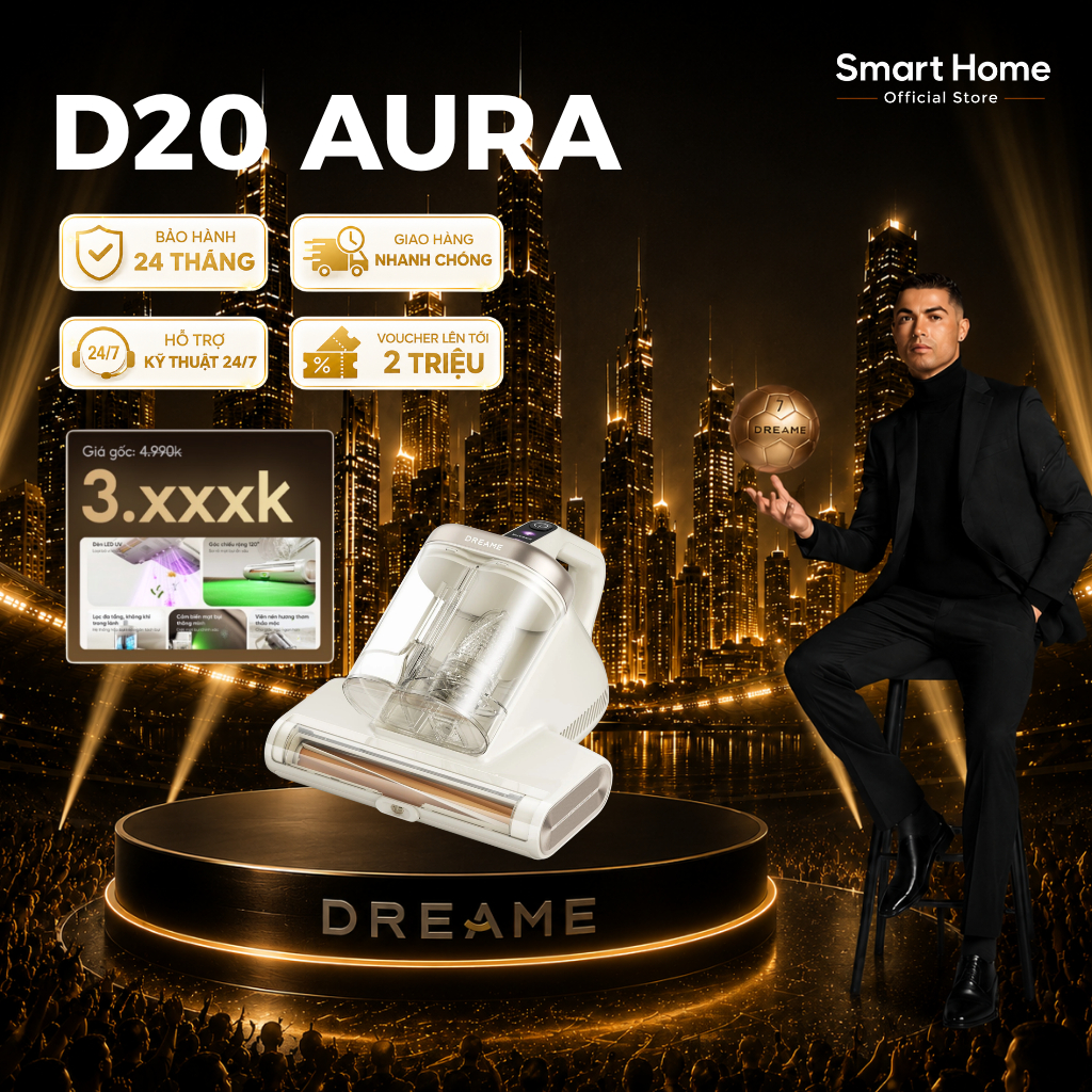 Dreame D20 Aura/ D20 Pro | Máy Hút Bụi Giường Nệm | 16.000 Pa | Trạm đổ bụi tự động | Giá tốt