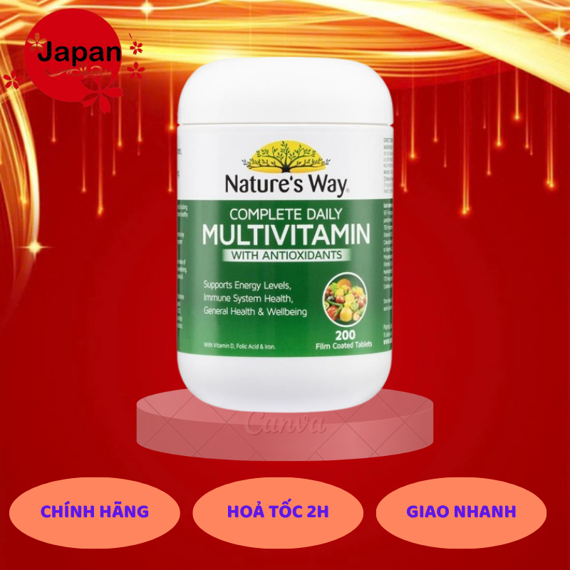 Vitamin Tổng Hợp Và Tảo Biển Úc Nature's Way Multivitamin 200 Viên, Vitamin Tổng Hợp Multi Nature's 