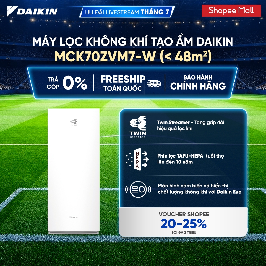 [LIVESTREAM] - Máy lọc không khí Daikin tạo ẩm cao cấp MCK70ZVM7