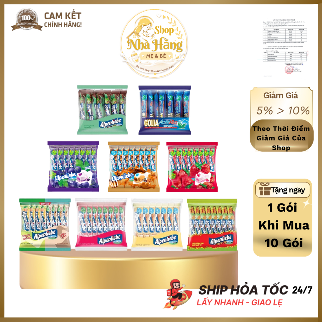 gói 16 thanh Kẹo mềm,Cứng  Alpenliebe đủ vị