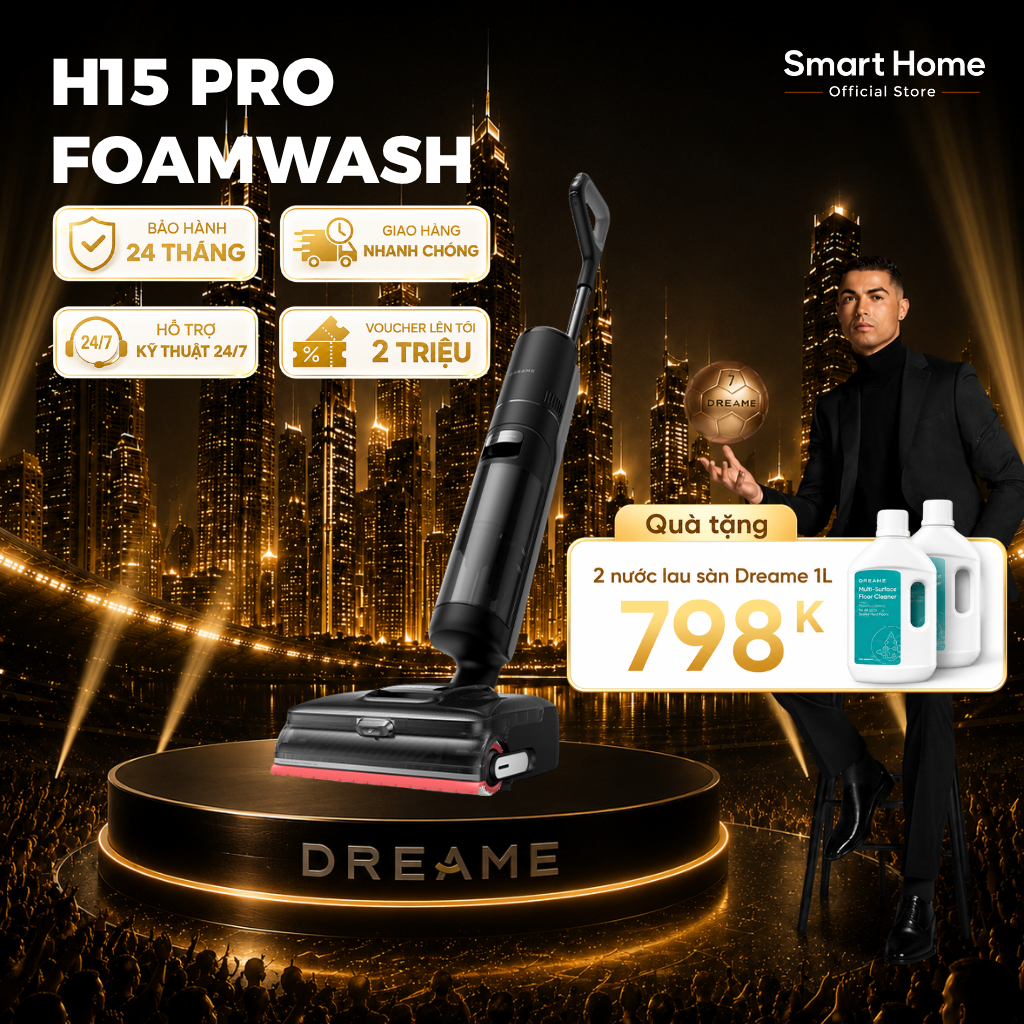 Dreame H15 Pro Foamwash/ H15 Pro - Máy hút bụi lau nhà | Lực hút 23.000 Pa