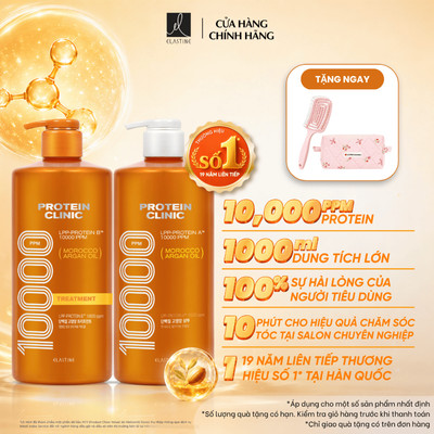 [MỚI] [CHÍNH HÃNG ĐỘC QUYỀN] Combo Dầu gội & Kem xả phục hồi tóc xơ rối, mềm mượt ELASTINE PROTEIN CLINIC 10000 1000ml