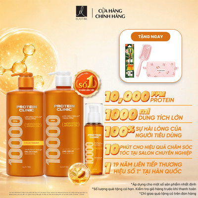 [MỚI] [CHÍNH HÃNG ĐỘC QUYỀN] Combo trọn bộ Dầu gội, kem xả & Serum phục hồi tóc mềm mượt ELASTINE PROTEIN CLINIC 10000
