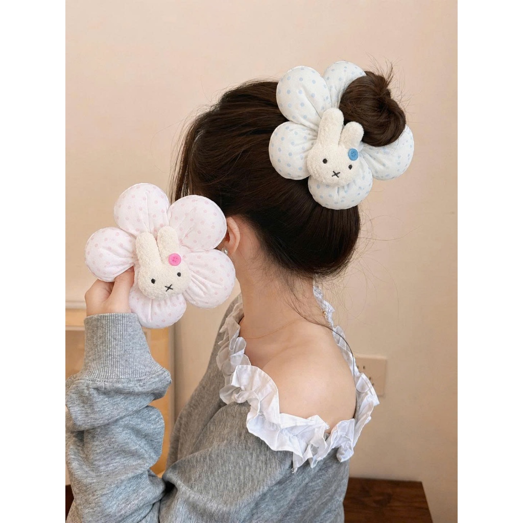 Chun hình bông hoa nhồi bông bản to đính thỏ Miffi