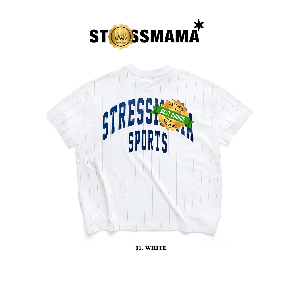 Áo Thun SSMA Sport Stripped T-Shirt Form Boxy Unisex/ White