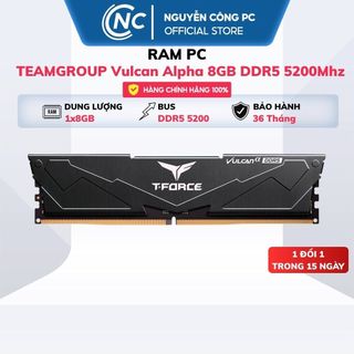 RAM TEAMGROUP Vulcan Alpha 8GB (1x8GB) DDR5 5200Mhz (Đen) - BH 36 tháng