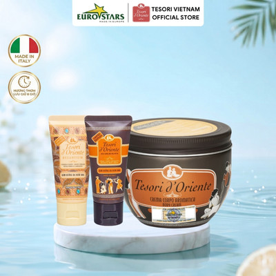 Kem Dưỡng Thể Nước Hoa Tesori d'Oriente 300g/Set 6 tuýp 20ml Nhập Khẩu Chính Hãng Ý - Dưỡng Ẩm Mịn Da, Lưu Hương Đến 8H