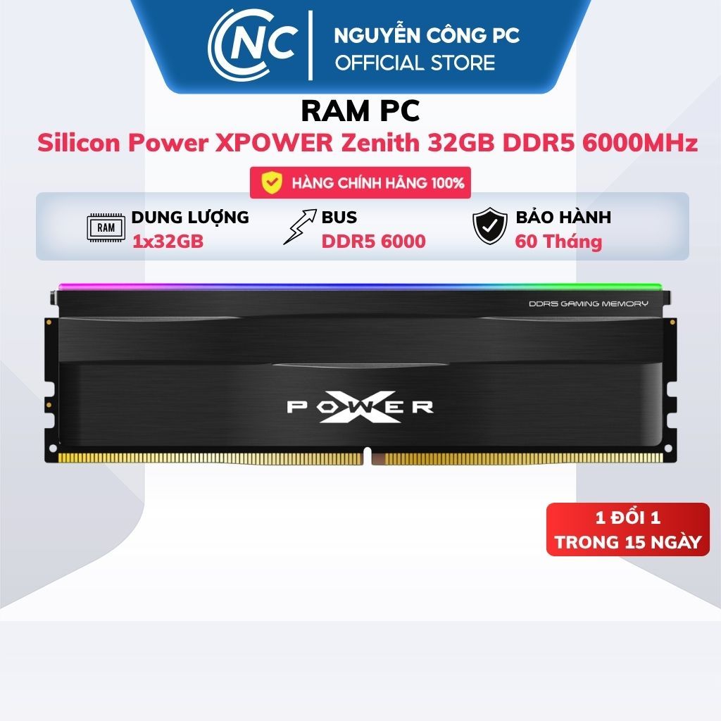 RAM PC Silicon Power XPOWER Zenith 32GB (1x32GB) DDR5 6000MHz - BH 60 tháng