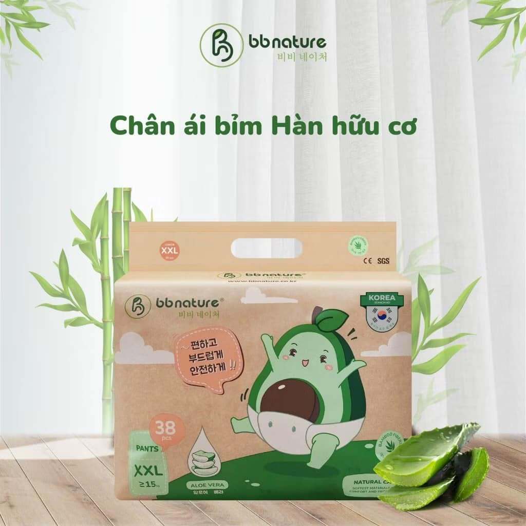[KHÔNG QUÀ] Tã/bỉm BB NATURE/BB NATURE CARE PLUS sợi tre hữu cơ Hàn Quốc đủ size cho bé
