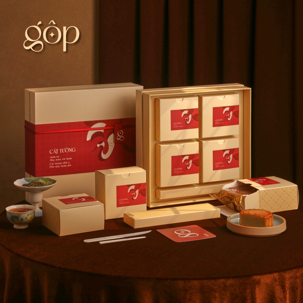 Hộp Quà Bánh Trung Thu "CÁT TƯỜNG" 150G - SET 4 BÁNH Trung Thu Gộp 2026