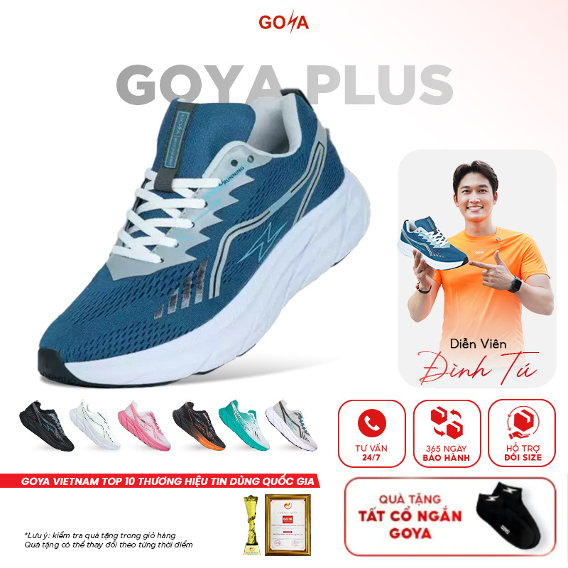 Giày thể thao chạy bộ nam nữ Goya Plus năm 2026 full màu XĐ - Êm ái, thoáng khí, hạn chế trơn trượt