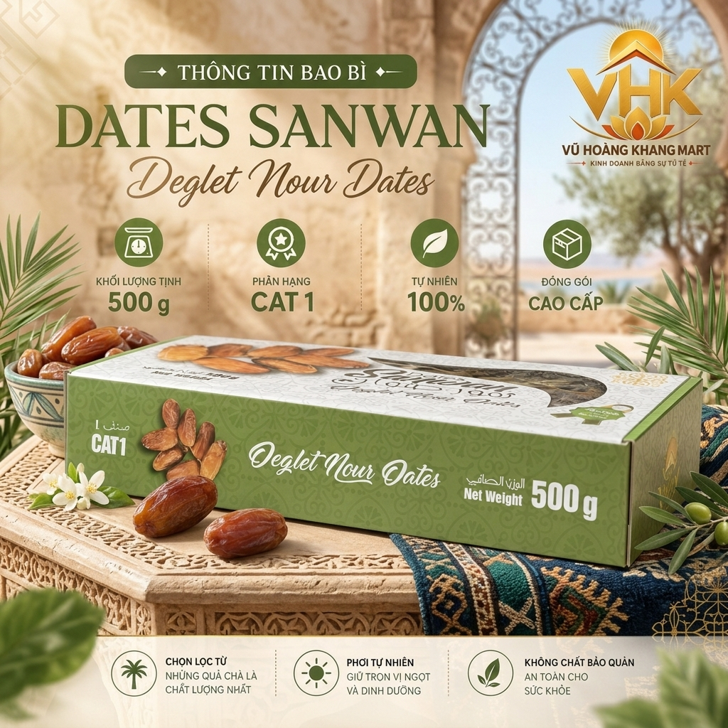 Chà là Sanwan Deglet Nour 500g – Không thêm đường