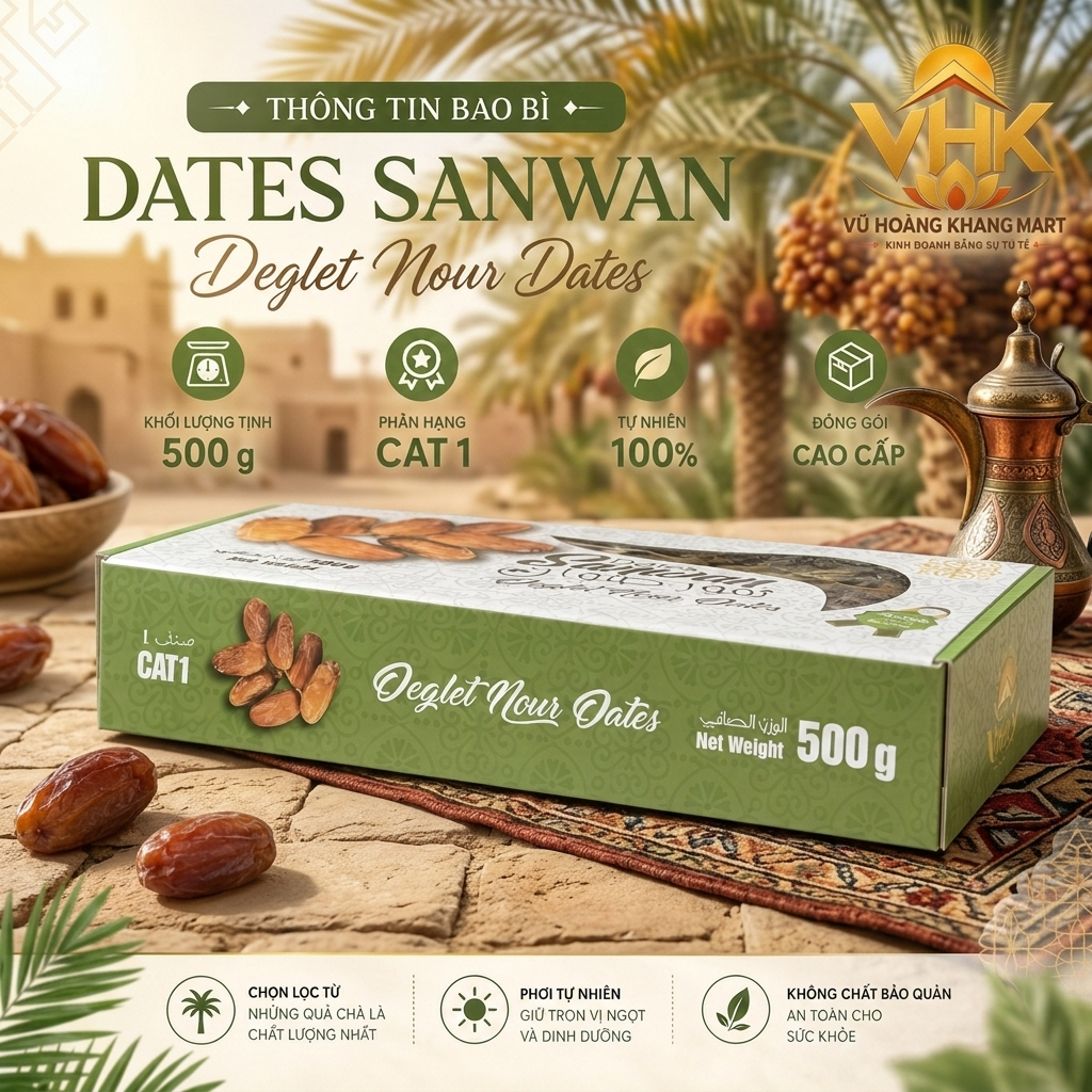 Chà là Sanwan Deglet Nour 500g – Không thêm đường