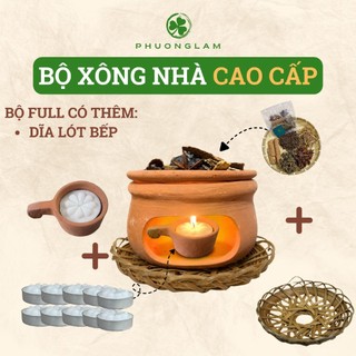 Bộ Bếp Niêu Đất Kèm đế nến, dĩa lót bếp và 10 Nến & Thảo Dược Tự Nhiên (Full Set Cao Cấp)