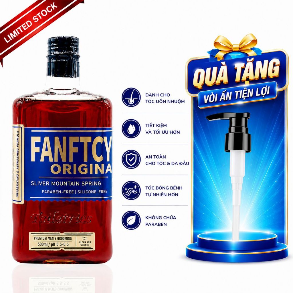 Dầu gội tạo phồng tóc Fanftcy Original Sliver Mountain Spring 500ml cao cấp Ý | Kiềm dầu làm cho nam