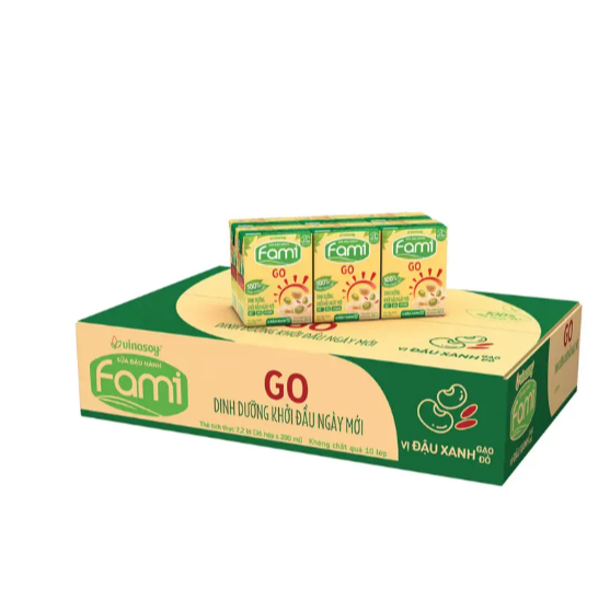 Sữa Đậu Nành Fami Go Đậu Xanh Gạo Đỏ 200ml Thùng 36 Hộp Vinasoy Chính Hãng Date Mới