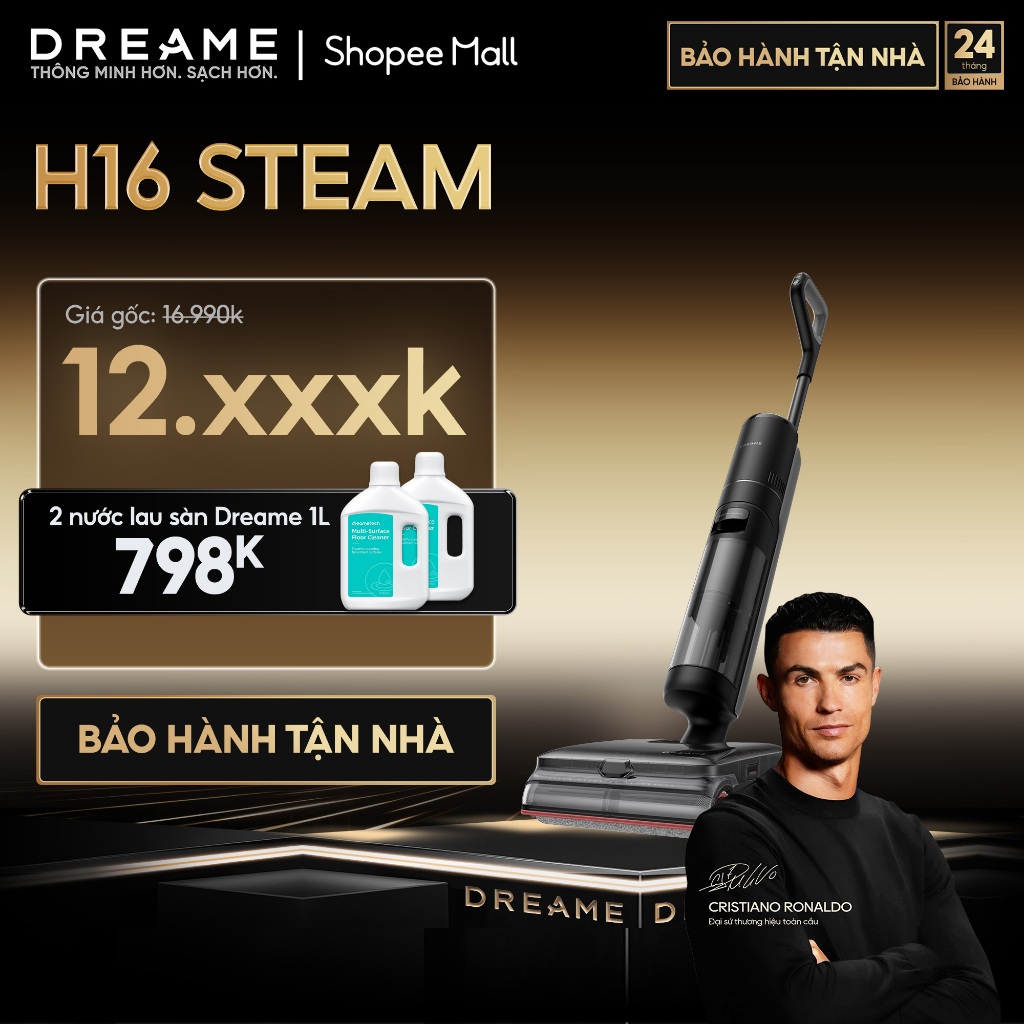 [Bảo hành tận nhà] Dreame H16 Steam/ H16 Flexreach Máy Hút Bụi Lau Nhà 28.000Pa Hơi 200°C Giặt 95°C
