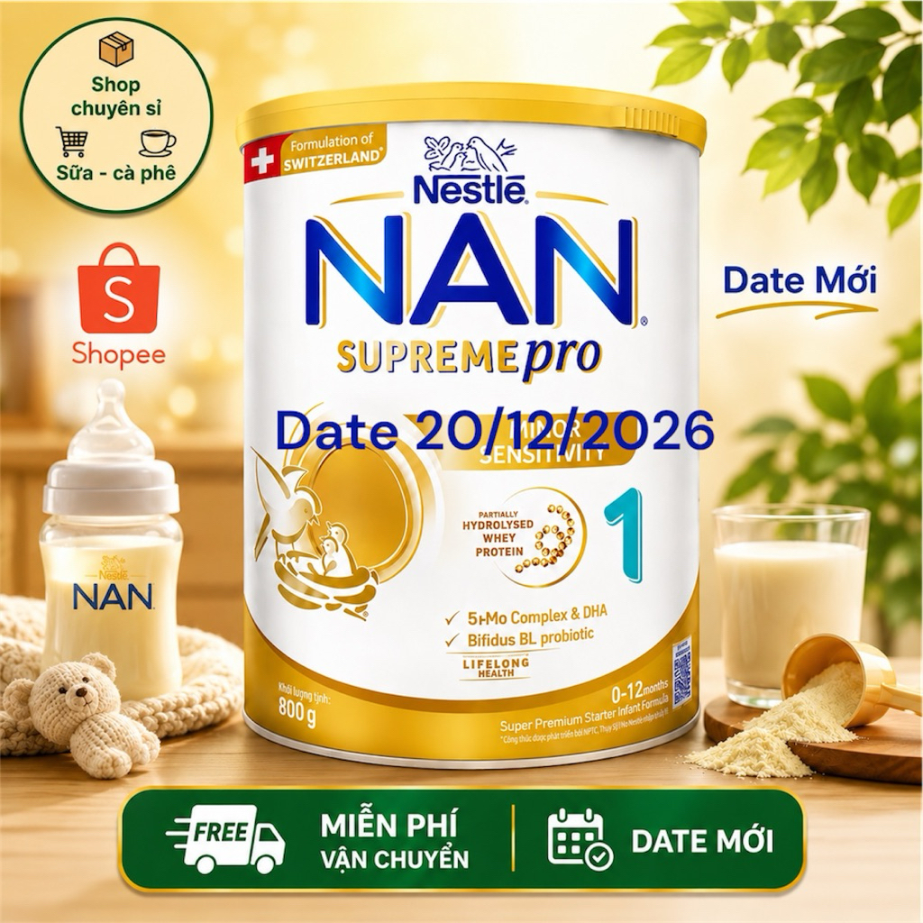 Sữa Bột Nan Supreme Pro 1 800gr 5HMO Tăng Sức Đề Kháng Hỗ Trợ Tốt Tiêu Hoá (DATE 12/2026)