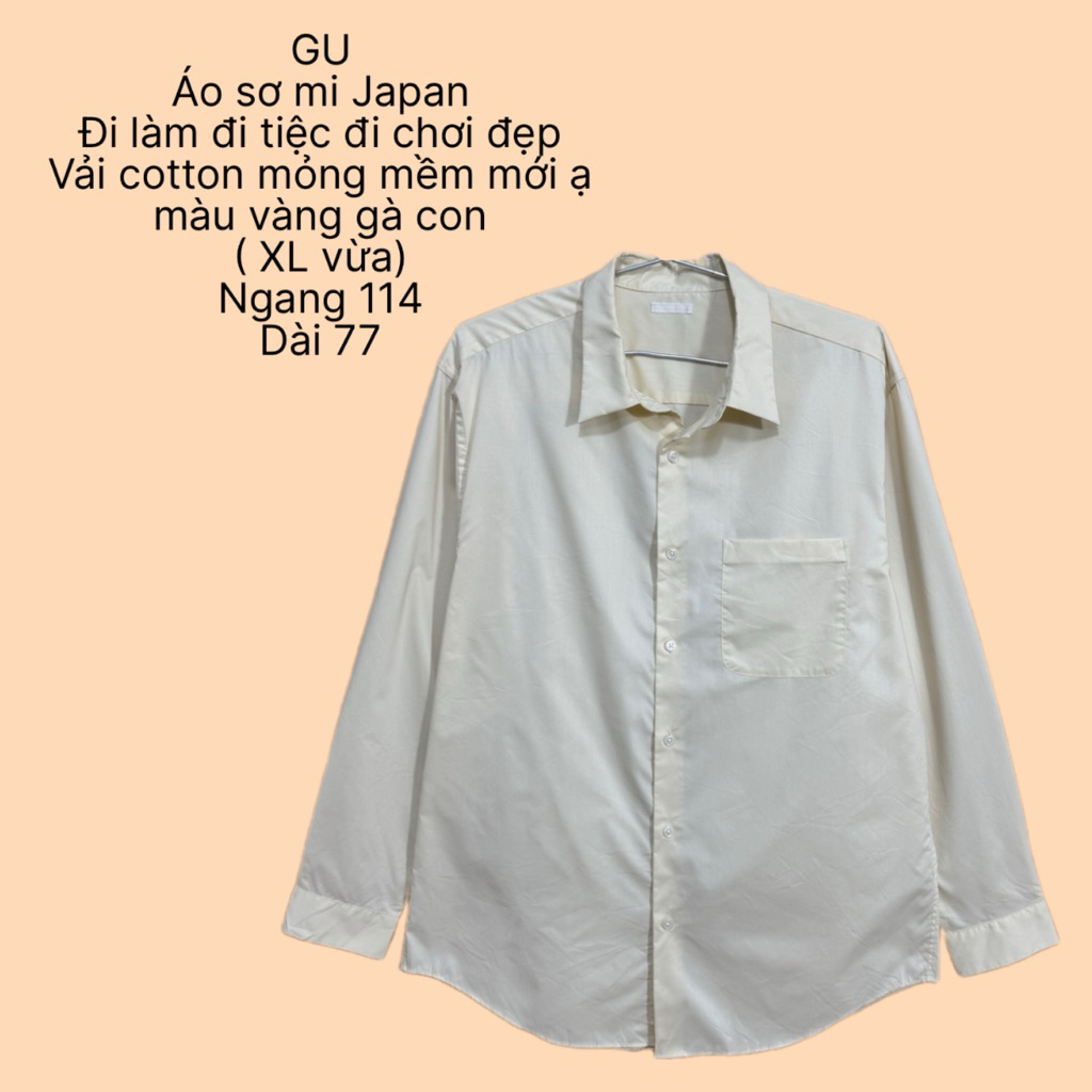 744✅ Áo sơ mi nam hiệu GU Japan vải cotton mỏng mát đi làm mặc lịch sự đẹp mới tinh ạ