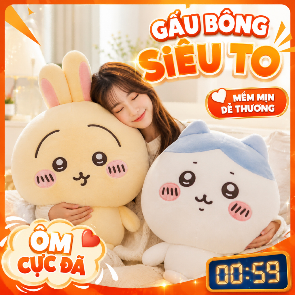 Gấu bông Chiikawa Usagi Hachiware thú nhồi bông gối ôm quà Valentine bạn gái