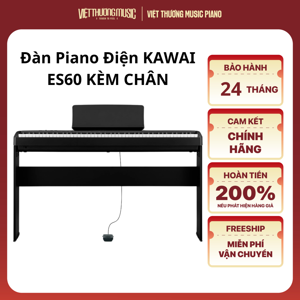 Đàn Piano Điện Kawai ES60 Kèm Chân, Gọn Nhẹ, Tặng Kèm Ghế, Chính Hãng, Thiết Kế Hiện Đại - Việt Thươ