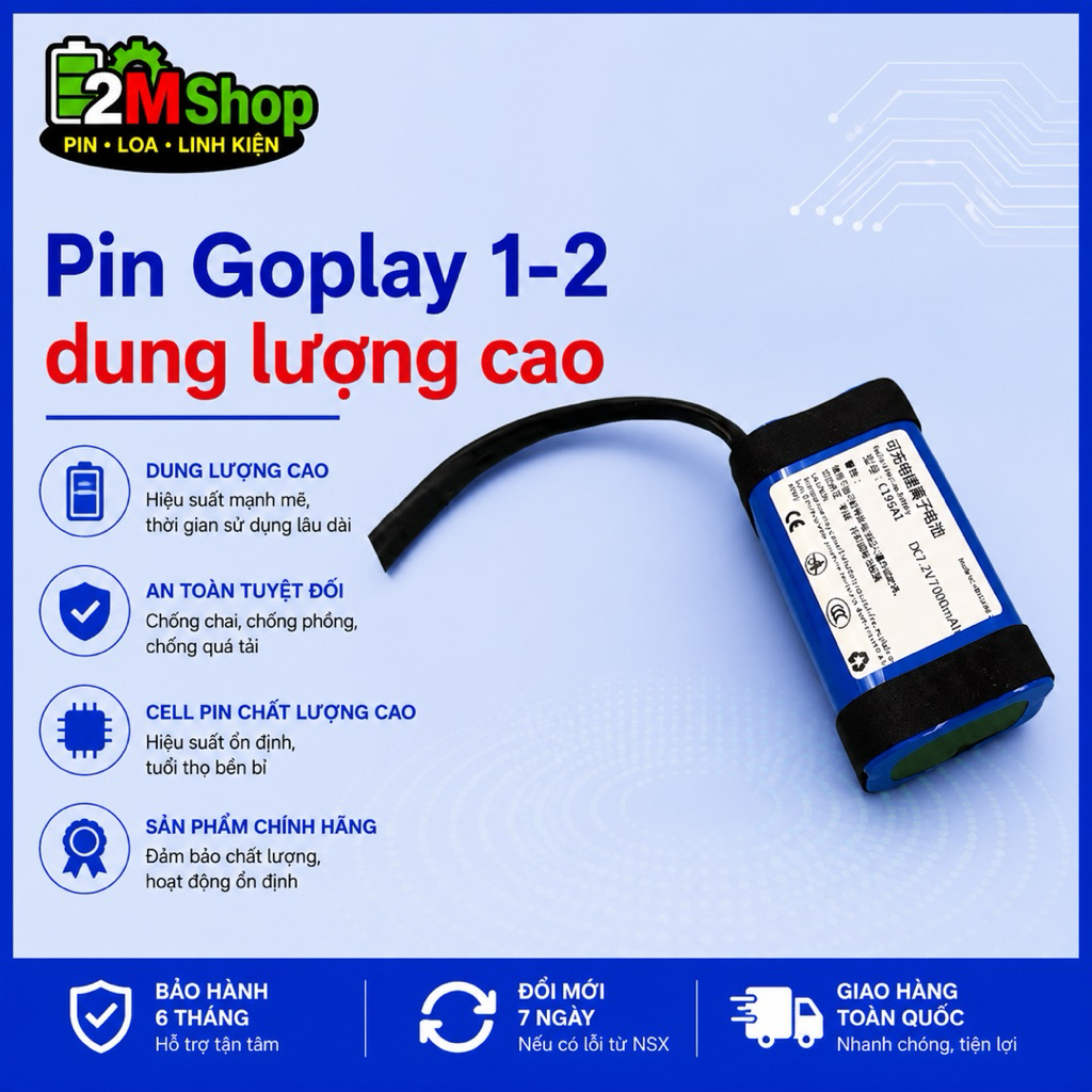 Linh kiện Bin loa Goplay dung lượng cao. Thay pin loa goplay dung lượng cao