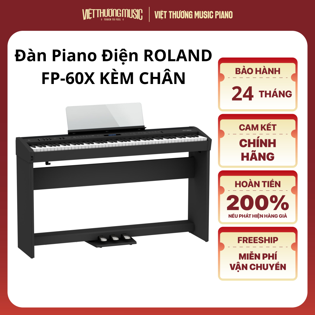 Đàn Piano Điện Roland FP-60X (FP60X) Đa Dạng Âm Sắc, Kết Nối Bluetooth, Chính Hãng - Việt Thương Mus