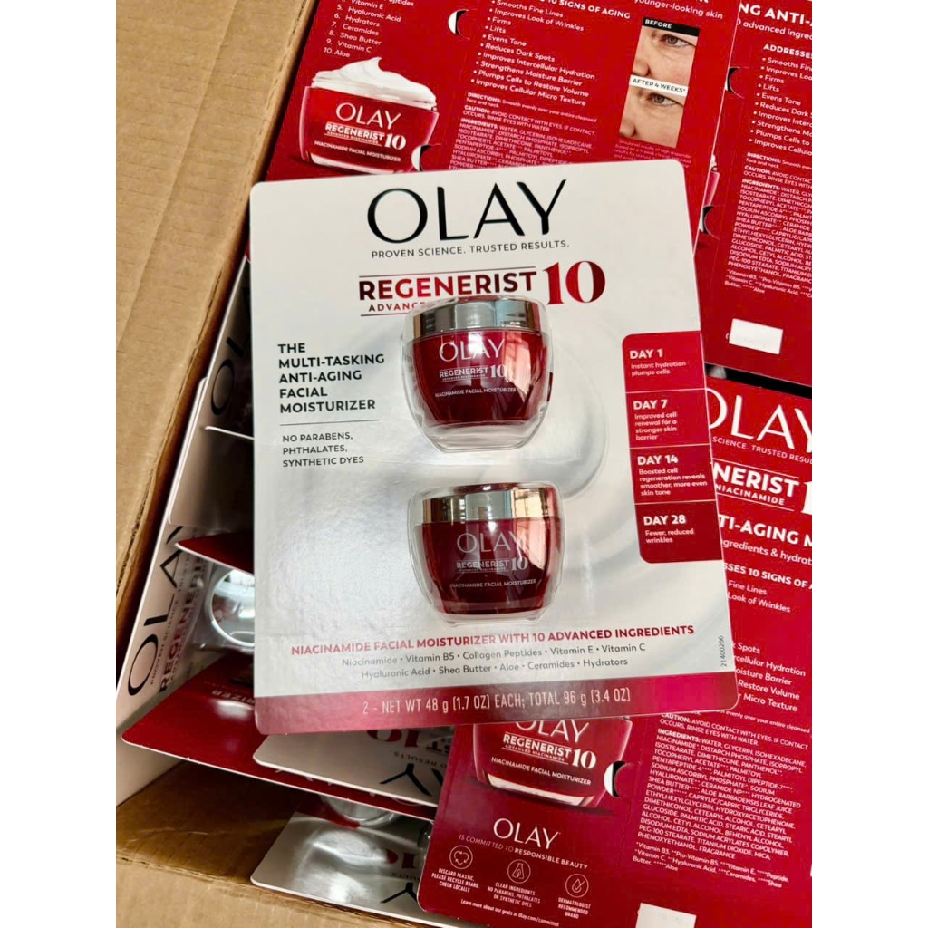 SET 2 HỦ KEM DƯỠNG OLAY ĐỎ  REGENERIST 10 ADVANCED NIACINAMIDE HỦ 48G MỸ