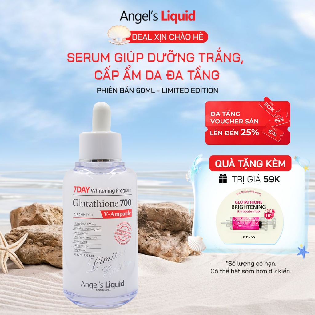 [PHIÊN BẢN 60ML] Serum Làm Trắng, Dưỡng Ẩm Và Làm Chậm Lão Hoá Da Glutathione 700mg + HA Angel's Liq