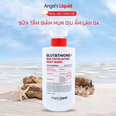 Sữa Tắm Giảm Mụn, Dịu Ẩm Làn Da Angel's Liquid Glutathione + BHA Exfoliating Body Wash