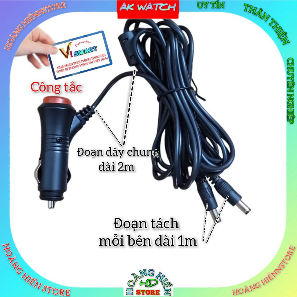 Tẩu nguồn DC 5.5 * 2.1 chia 2 đầu ra cấp nguồn cho 2 thiết bị cùng lúc dùng cho màn hình taplo và nh