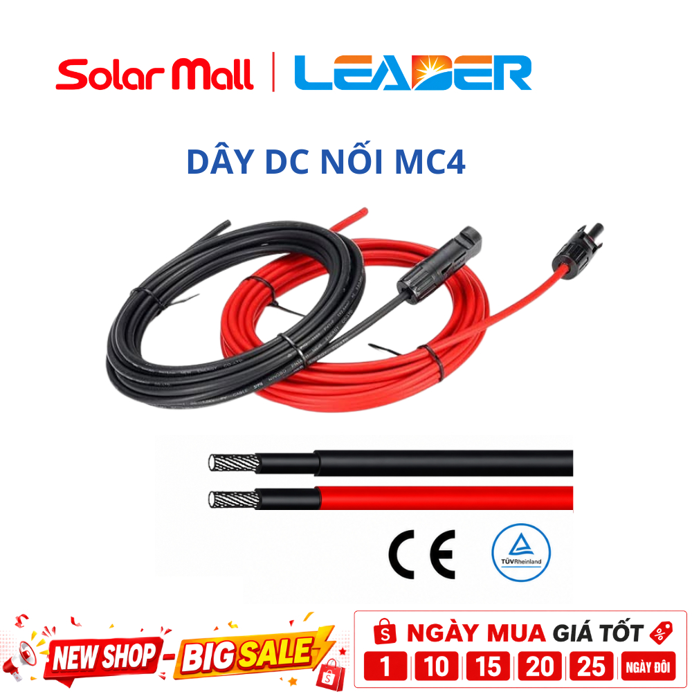 Dây DC Leader nối sẵn MC4 , 1m 3m 5m 10m , Solar Mall