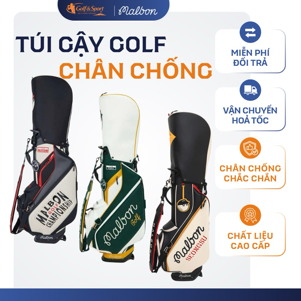 Túi Gậy Golf Stand Bag Malbon Cao Cấp – Túi Golf Có Chân Chống Siêu Nhẹ, Chất Liệu cao cấp ( Malbon 