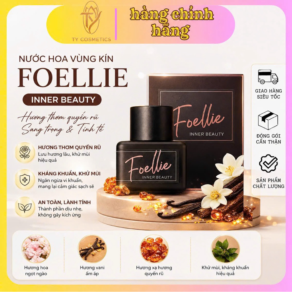[Che Ten] Nước Hoa Vùng Kín Foellie Đen Hương Hoa Hồng Đen Tự Tin Thơm Mát Cho Nữ