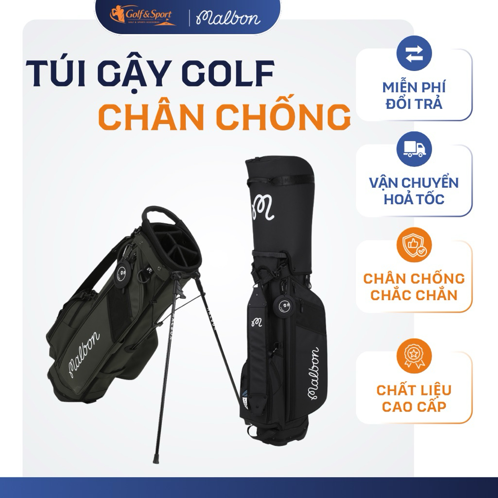 Túi Gậy Golf Stand Bag Malbon Cao Cấp – Túi Đựng Gậy Golf Có Chân Chống Chống Thấm Nước Malbon