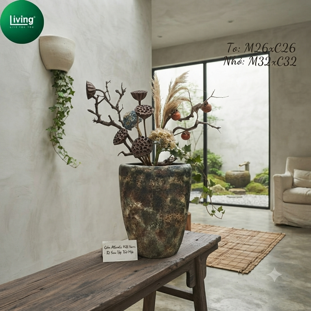 Chậu Gốm Atlantic Thô Mộc Decor Sân Vườn Living – Chậu Cây Cảnh Cao Cấp Trồng Cây Nội Thất | Living 