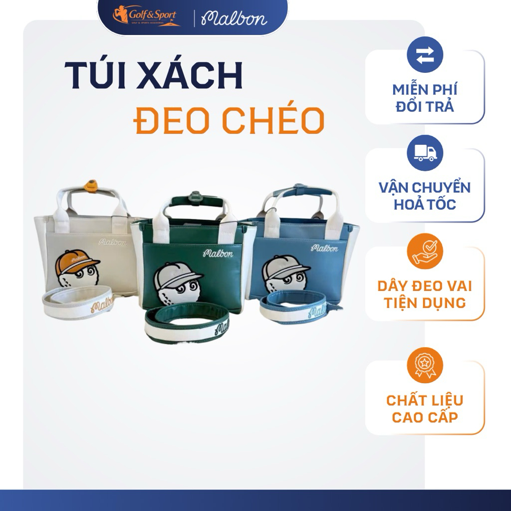 Túi Golf Cầm Tay Malbon Tote Bag Thời Trang, Kèm Quai Đeo Chéo Tiện Lợi Cho Golfer ( Malbon x Golfwo