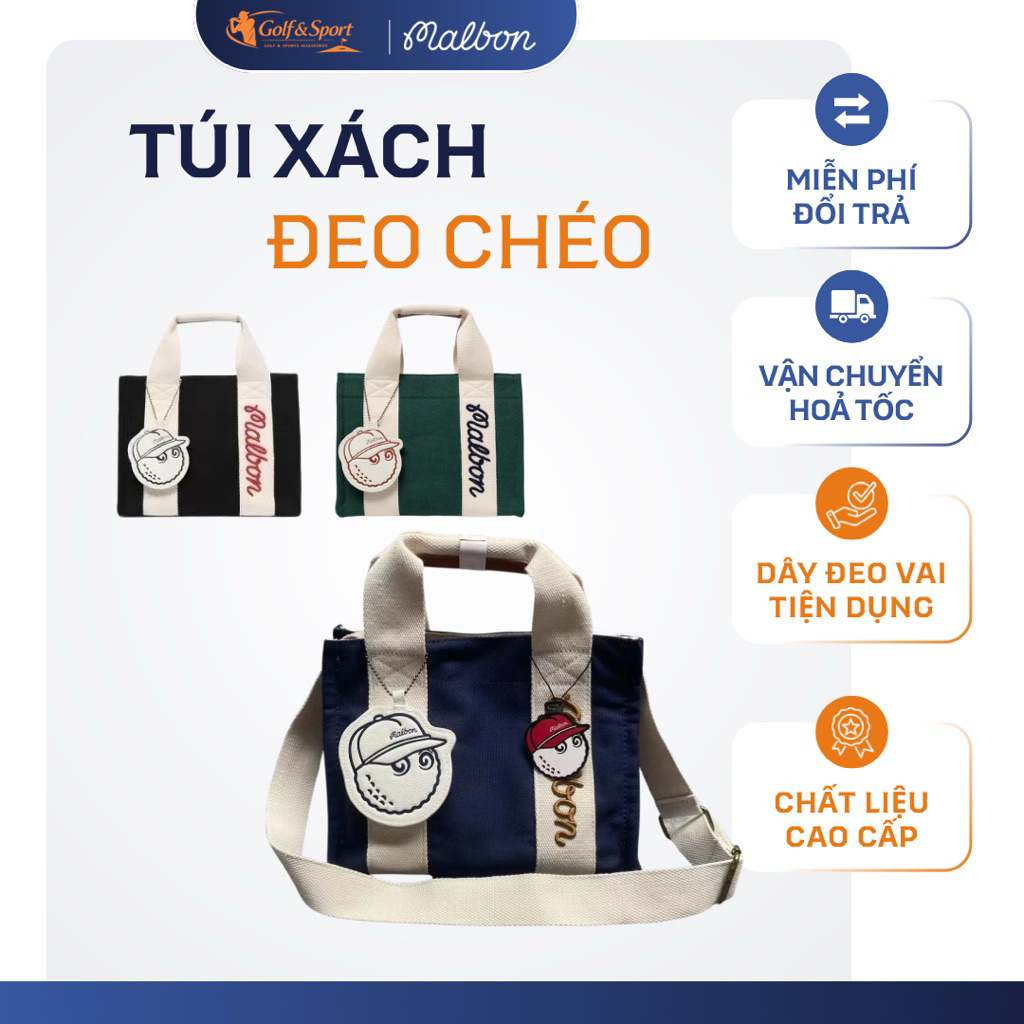 Túi Canvas Đựng Phụ Kiện Gofl Malbon Mini Tote - Thời Trang, Tiện Lợi ( Malbon x Golfworldforall )