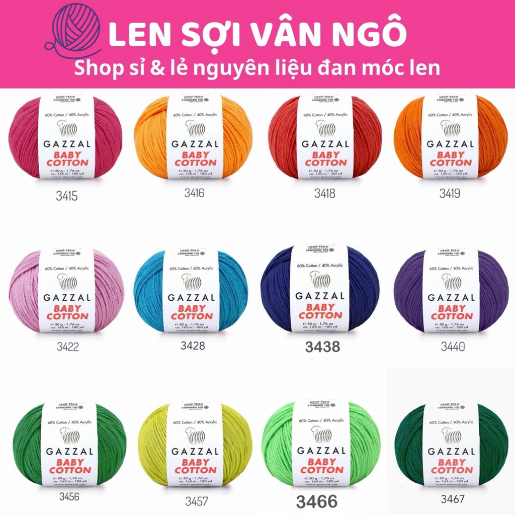 Len Gazzal Baby Cotton (cuộn 50gr) (26310)