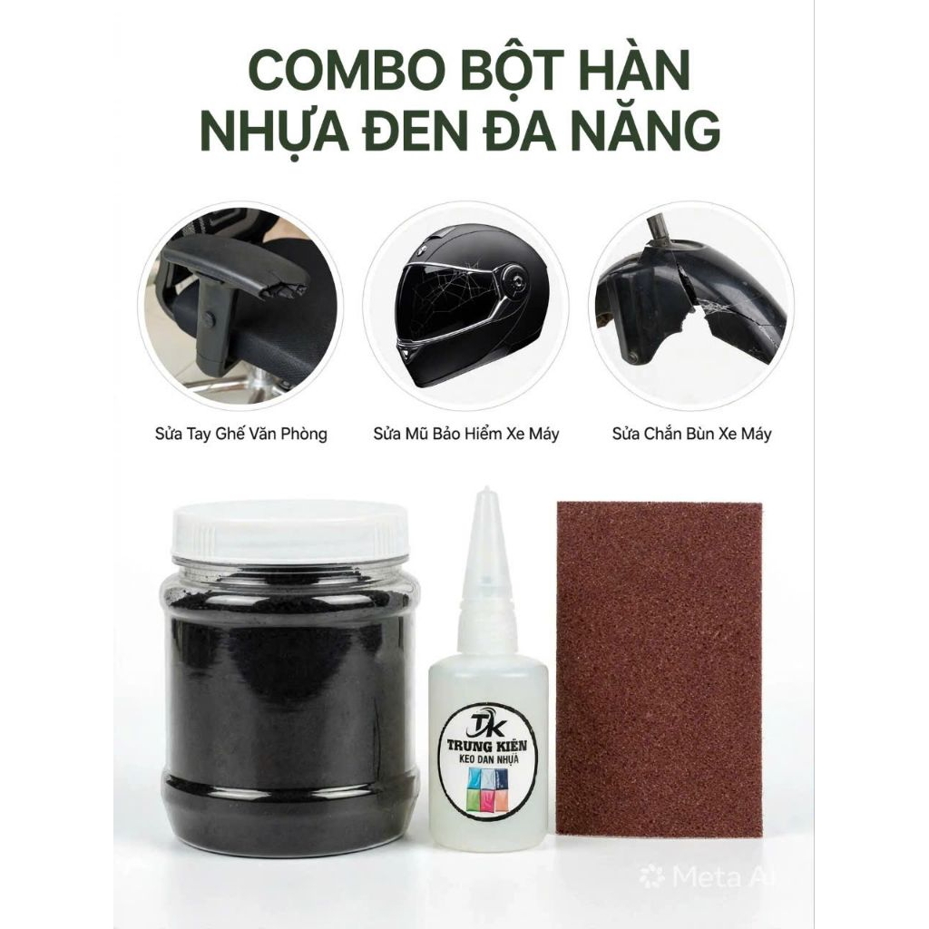 BỘT HÀN NHỰA ĐEN ĐA NĂNG TRUNG KIÊN - GIẢI PHÁP VÁ NỐI SIÊU BỀN