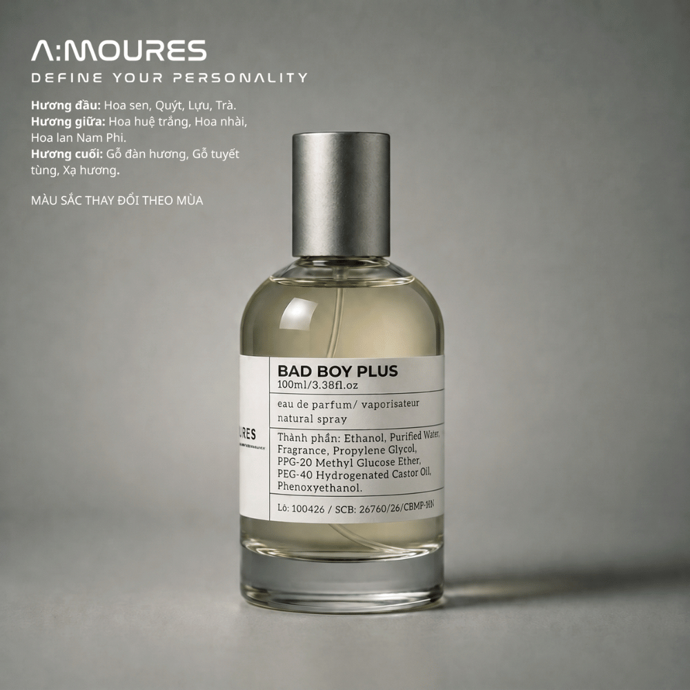 Nước Hoa Nam A:moures Bad Boy Plus Nguyên Liệu Nhập Khẩu Hương Thơm Ngọt Ngào, Bí Ẩn, Lôi Cuốn Dạng Xịt 30ml và 100ml
