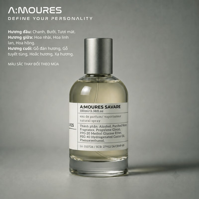 Nước Hoa Nam Amoures Savare Nguyên Liệu Nhập Khẩu Hương Thơm, Lôi Cuốn, Dạng Xịt 30ml và 100ml