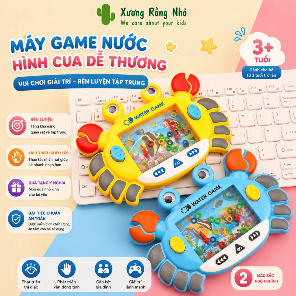 Bắn Vòng Nước Cầm Tay Cho bé, Máy Chơi Game Tuổi Thơ nhiều màu - Shop Xương Rồng Nhỏ