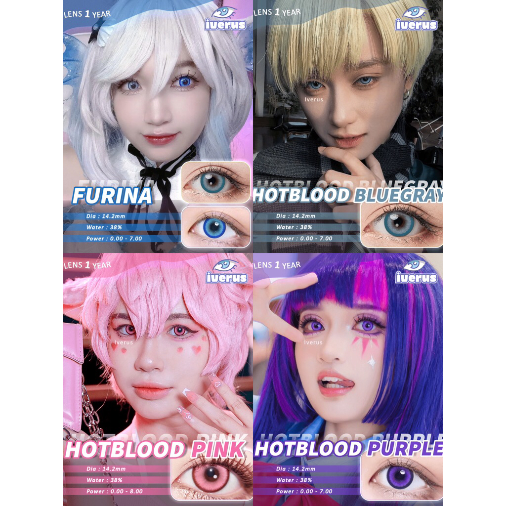 Một cặp kính áp tròng cosplay - Lens cosplay Furina Genshin Impact giãn 14.2mm có độ cận