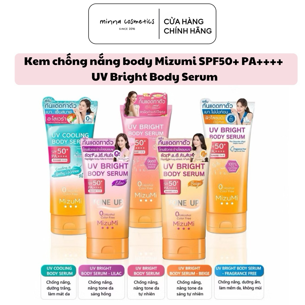 [MizuMi] Kem chống nắng body Mizumi SPF50+ PA++++ nâng tone trắng da UV Bright Body Serum chống nắng