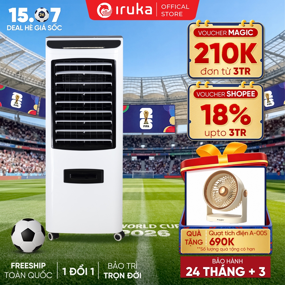 Quạt điều hòa Iruka I-99, tạo ion lọc không khí, công suất 2000W