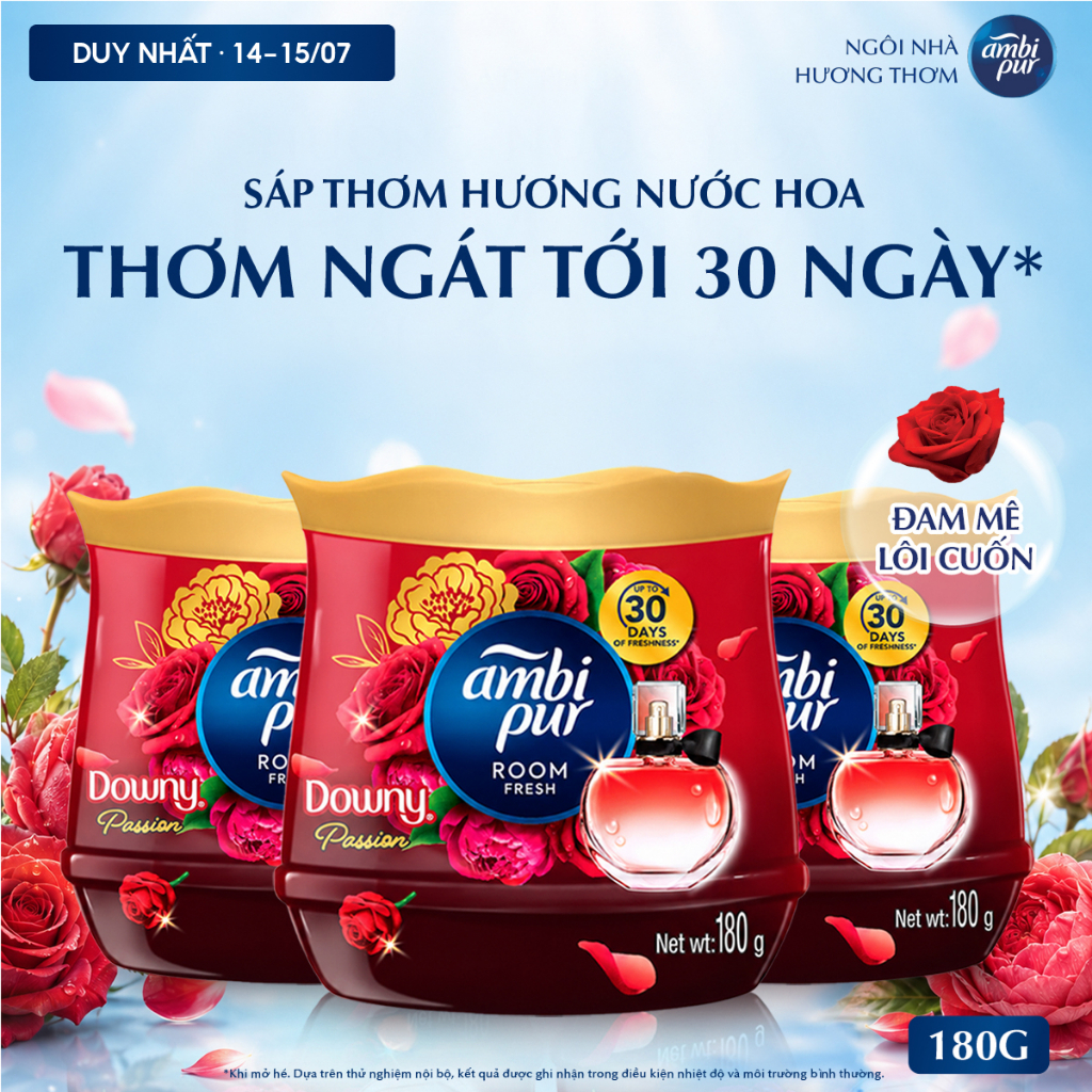 [LIVE] COMBO 3 Sáp Thơm AMBI PUR Hương Đam Mê (Passion) 180g Cho Phòng Ngủ, Tolet, Phòng Khách